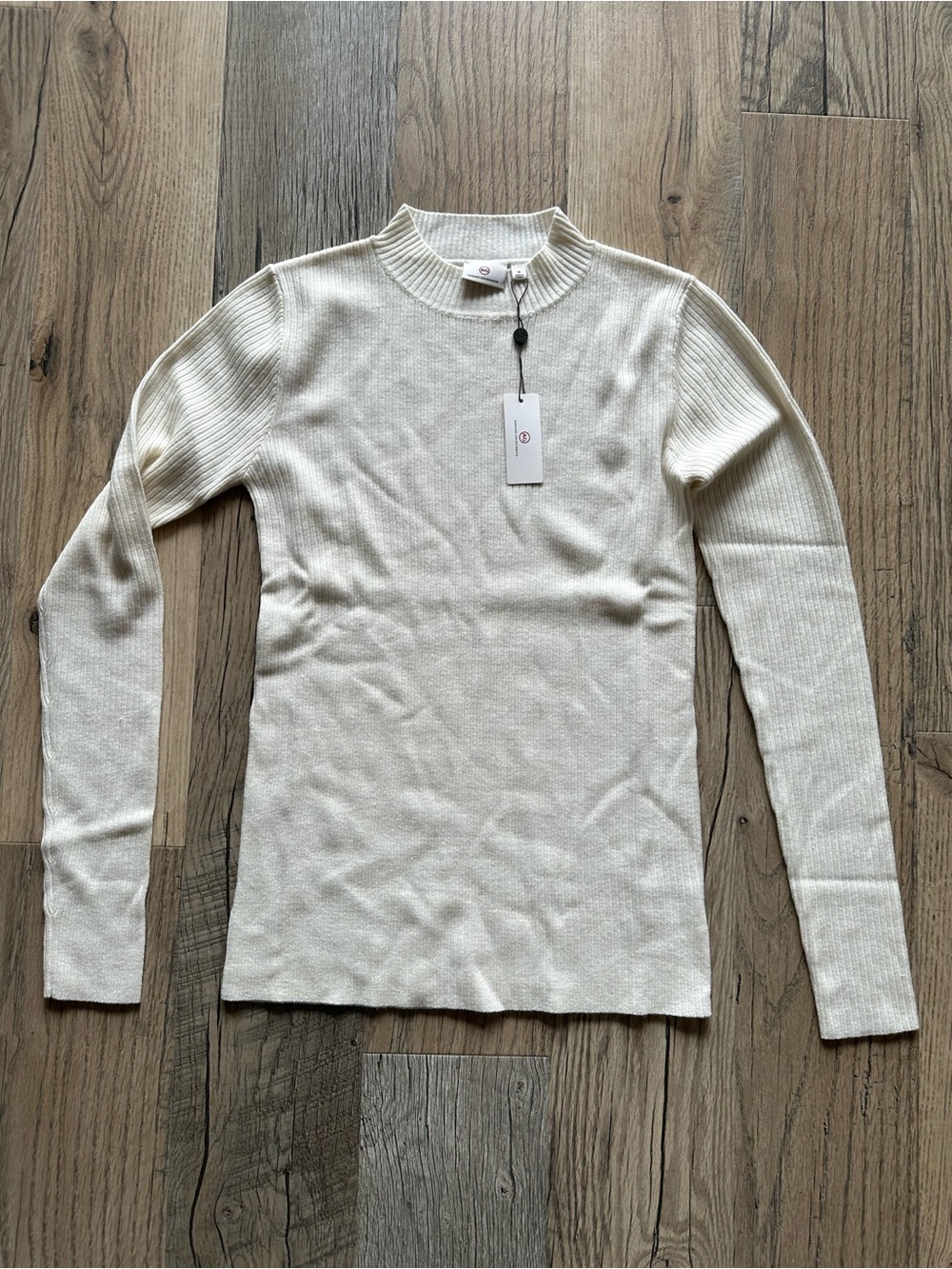 NWT AG Cream Ribbed Long Sleeve Knit Top